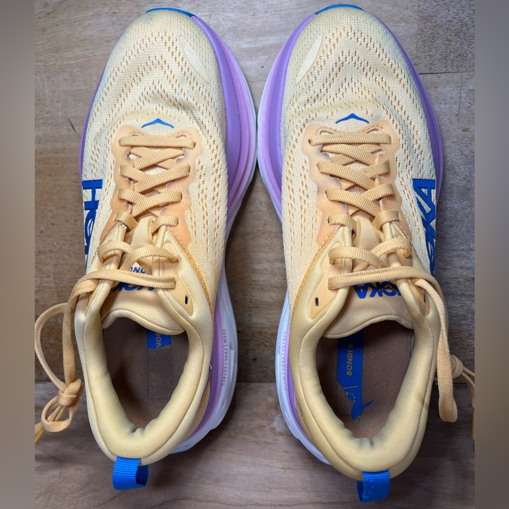 Hoka One One Bondi 8 Womens Size 8.5 Running Shoes Sneakers Impala Cyclamen - Picture 8 of 13